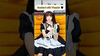 Cute Maid Girl Food Vlogger Sashimi with Wasabi 😂 Maid Girl Cosplay 