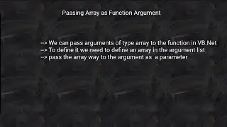 Passing Array as Function Argument in Visual Basic .Net | Passing Array as Function Argument example