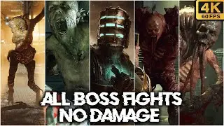 Dead Space Remake All Boss Fights + Ending (No Damage) 4K60fps