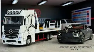 HD Miniature | White Mercedes Actros Pickup Truck 1/24 Diecast Scale Model