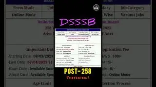 DSSSB vacancy 2023 || dsssb vacancy 2023 form fill up || dsssb recruitment 2023 notification