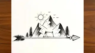 How To Draw Arrow Easy Step By Step Mountain Drawing Landscape Tutorial For Beginners with pencil