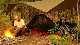 Bushcraft Camping With Electric Bike And Lightweight Hiking Gear