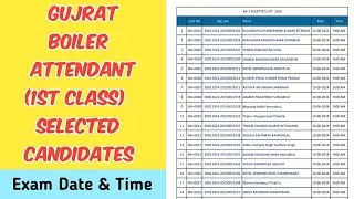 Gujrat Boiler Attendant 1st Class Exam Selected Candidates 2024