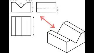 CONSTRUCTION OF ISOMETRIC OBJECT GIVEN IN ORTHOGRAPHIC VIEW.