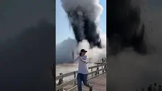 Jaw-dropping video shows Yellowstone geyser explode, sending tourists fleeing in terror #shorts