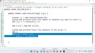 Program to print Sum of even and odd elements in an array | Arrays in java