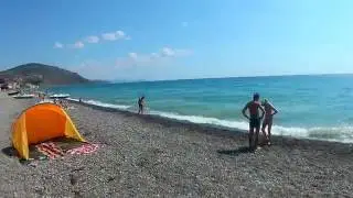 Пляж в Рыбачьем, кемпинг на берегу моря 2016