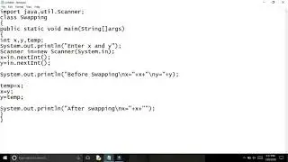 Java: program for swapping two numbers using third variable.[CMD]