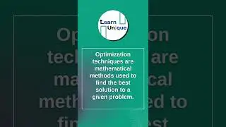 What is Optimization Techniques