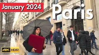 Paris France 🇫🇷 Champs-Élysées Walking Tour January 2024 (4K HDR)