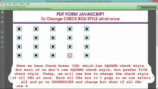 PDF Form JavaScript to Change Check Box Style all at once || Change Field Properties all at once