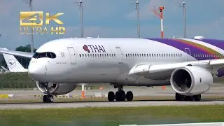 (4K) Airbus A350-941 XWB Thai Airways HS-THN departure at Munich Airport MUC EDDM