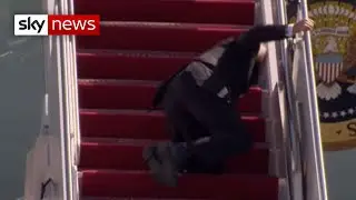 President Biden falls on Air Force One stairs