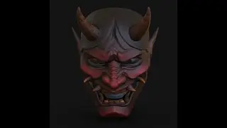 How to make japanese hannya oni samurai mask in Zbrush (speed sculpt) part 1