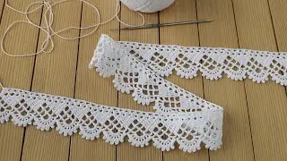 КРУЖЕВО простое вязание крючком МАСТЕР-КЛАСС для начинающих КАЙМА  Easy to Crochet Tape Lace pattern