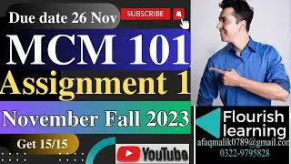 MCM101 Assignment 1 Solution 2023/ MCM101 Assignment 1 2023/ MCM101 Assignment 1 Solution Fall 2023