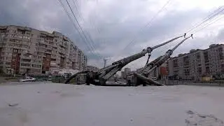 Вид на штанги троллейбуса. Чебоксары. Trolley poles.