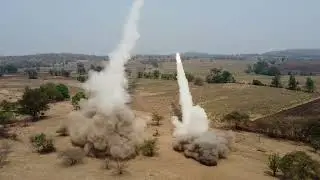 USMC HIMARS, High Mobility Artillery Rocket Systems, Firing M28A2 Reduced Range Practice Rockets