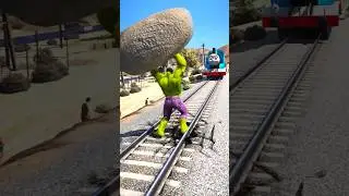 GTA V: GREEN HULK SAVING SPIDER KID FROM THOMAS THE TRAIN 