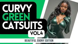 Curvy ebony green catsuit models Vol.4