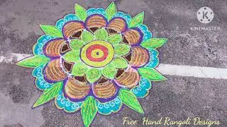 #rangoli #rangolidesigns #muggulu #kolam Free Hand Rangoli Designs by #Narayanamma my Mother in law