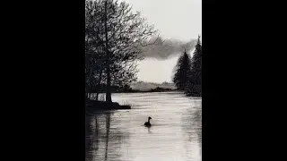 How to Draw a Landscape Scene with Charcoal Pencil & Charcoal Powder |Easy Step-by-Step Art Tutorial