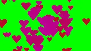 Hearts particles on green screen