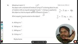 An object with a moment of inertia of 12 kg m isrotating about its axisof rotation with an angularsp