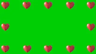 Animated 3D romantic Red heart border | No Copyright Green Screen effect 4K