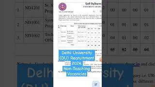 Delhi University (DU) Recruitment 2024: Non-Teaching Vacancies