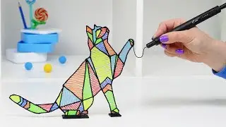 РИСУЮ КОТА САМОЙ ТОНКОЙ 3D РУЧКОЙ В МИРЕ | РАЗНОЦВЕТНЫЙ КОТ DIY 3D РУЧКА