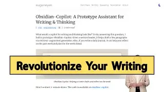 Boost Your Writing and Productivity with Obsidian-Copilot: The Ultimate Assistant!