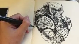 Draw wth me: Ape warrior brush pen freestyle sketch