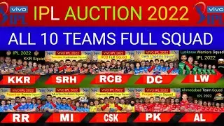 VIVO IPL 2022 | All 10 Teams Full Squad | IPL 2022 All Teams Squad | All 10 Teams Squad For IPL 2022