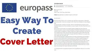 How to Create Europass Cover Letter | How to Write Cover Letter | Create Cover letter in 5 minutes.