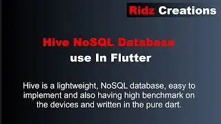 Hive NoSQL Database use in Flutter