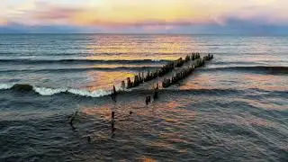 JŪRMALA beach, Gulf of Riga, seaside sunset view, golden autumn, relaxing music