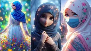 Beautiful 😍 cartoon hijab girls dpz । Animated muslim hijab girls dpz ।