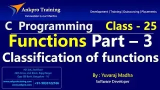 C language - Class 25 : Classification of functions based on parameter and return type - Part 3