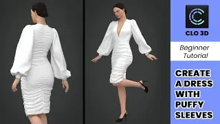 How to create a knee-length dress with puffy sleeves in Clo3d/ Marvellous Designer