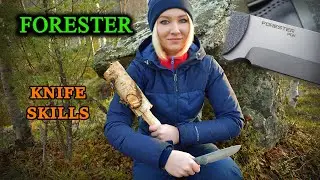 [ENG SUB] GIRL IN THE FOREST - KNIFE SKILLS - bushcraft survival knife review