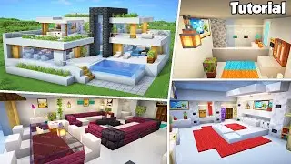 Minecraft: Modern House #49 Interior Tutorial - How to Build - 💡Material List in Description!