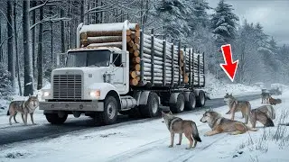 A pack of wolves surrounded the truck, and then something incredible happened!