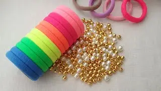 Amazing 3 Flower Craft Ideas with Hair Rubber Band - Hand Embroidery Design Trick - Easy Sewing Hack