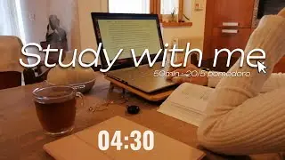 50 MIN POMODORO STUDY SESSION - Study with me for almost one hour, no background music but ASMR