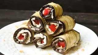 НЕЖНЫЕ РУЛЕТИКИ из БАКЛАЖАНОВ с ТВОРОЖНЫМ СЫРОМ И ГРЕЦКИМИ ОРЕХАМИ💜 Eggplant rolls