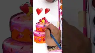 I love cake 🎂🍰♥️ how to draw a birthday cake and color it 🥳 Birthday Candy Land Art 🎨♥️