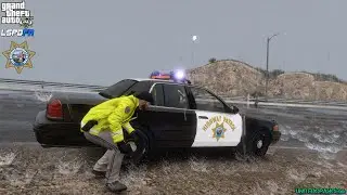 GTA V - LSPDFR 0.4.9🚔 - SAHP/CHP - Highway Thunderstorm Patrol - Random Shooting - 4K
