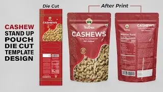 Cashew Stand Up Pouch Die Cut and Design in Illustrator - Packaging Design